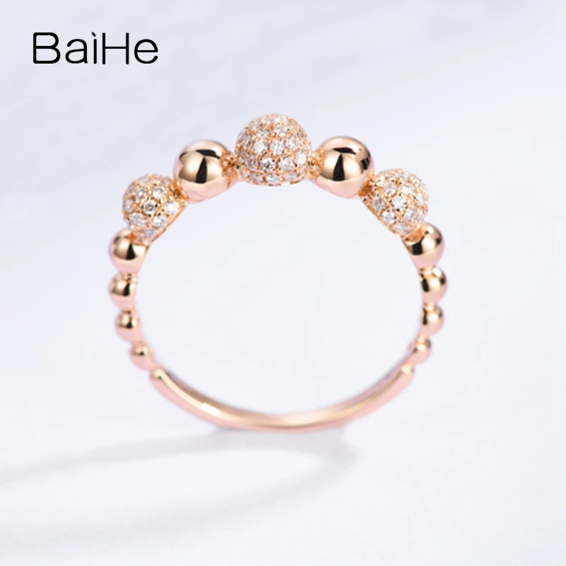 BAIHE Solid 14 К розовое золото(AU585) 0.25ct Certified H/SI круглая огранка из натуральной бриллиантами Обручение Мода подарок кольцо
