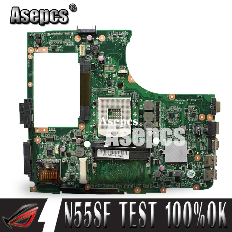 Asepcs N55SF материнская плата для ноутбука For Asus N55SL N55S тест оригинальная