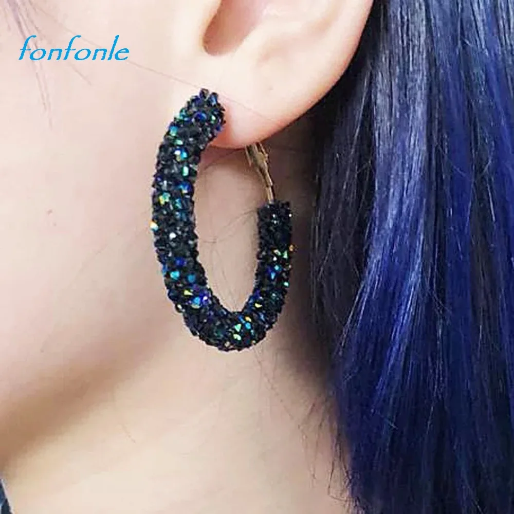 

Fashion Simple Personality Retro-exaggerated Ear Nails Circle Handmade Bead Crystal Earrings