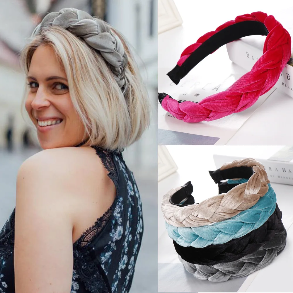 

Brooklyn Braided Velvet Headband Chunky Fashionable Hairband for Women Vintage Wide Crown Stylish Hair Accessory