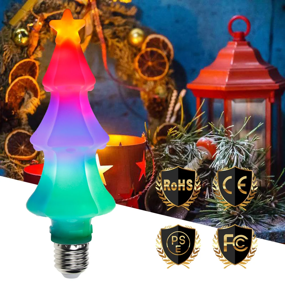 E27 LED Christmas Tree Lamp 220V Simulation Flame Effect Christmas Led Bulb Light 3W E26 LED 3D Creative Decoration Candle Bulb E27 LED Christmas Tree Lamp 220V Simulation Flame Effect Christmas Led Bulb Light 3W E26 LED 3D Creative Decoration Candle Bulb
