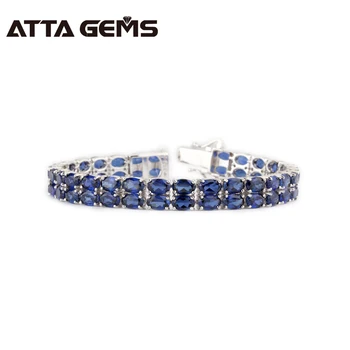 

Blue Sapphire 925 Sterling Silver Bracelets 31.7 Carats Created Blue Sapphire 58 Pieces 2018 The Newest Fine Jewelry