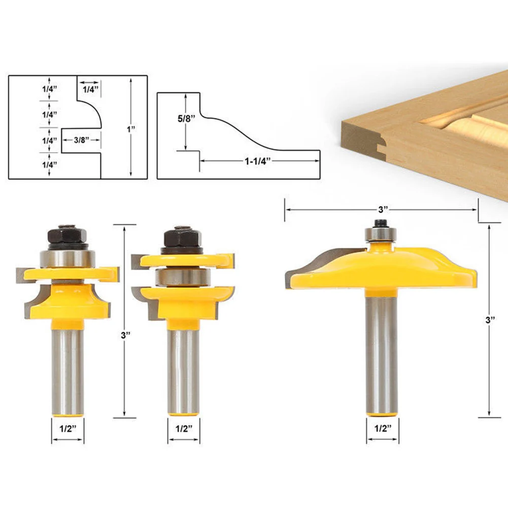 

3 Pcs Tenon Cutter Set Alloy Carbide Router Bits Woodworking Tool SDF-SHIP