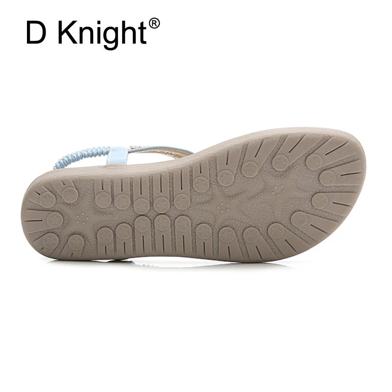 D Knight New women Bohemia Flat Sandals Shoes Woman Rhinestone Flip Flop Crysta Flower Beach Sandals Casual Shoes Big Size 36-42 (17)