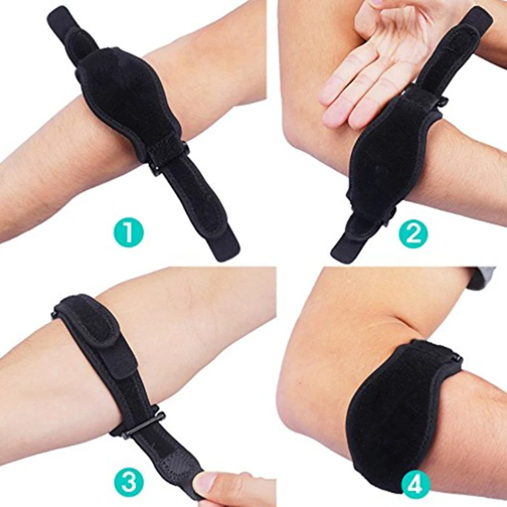 1 Pair  Elbow Support Strap Wrap Band - Neoprene Brace with Compression Pad - Tennis Golfers Elbow Rowing Wrist Sweatband
