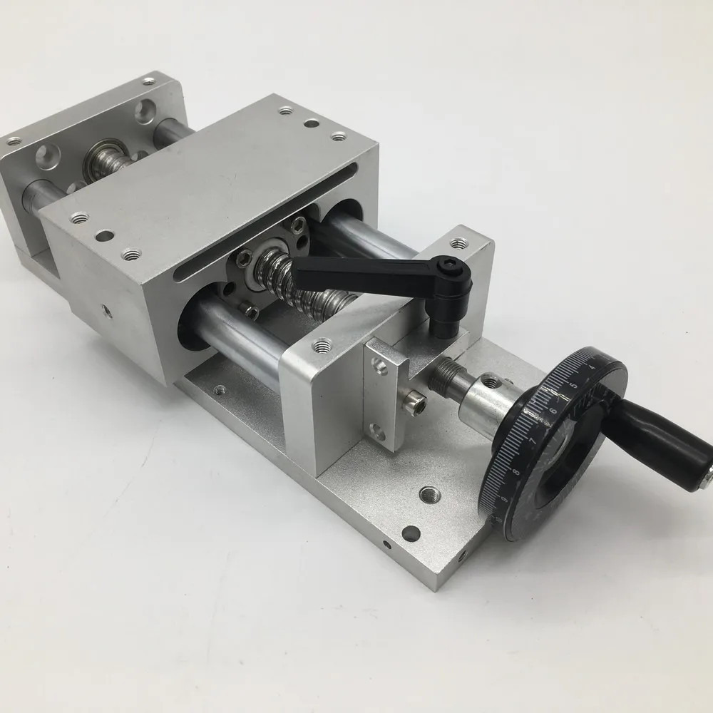 

CNC Sliding Table Stroke 100MM 4" Manual Hand Wheel Linear Module Slide Linear Stage SFU1605 Ballscrew C7 Displacement Platform