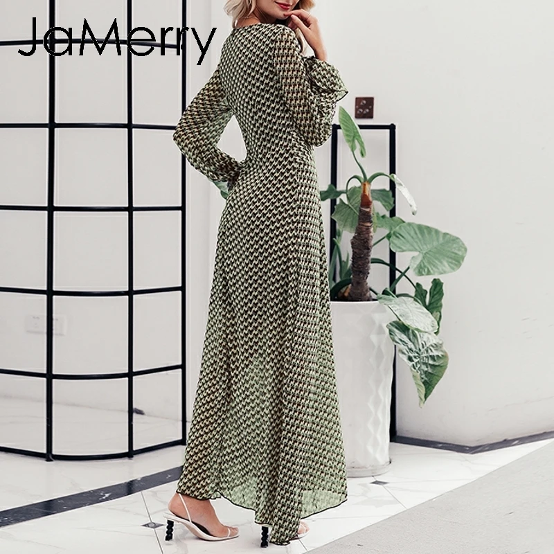 JaMerry богемное длинное женское Платье макси с принтом Boho большие размеры