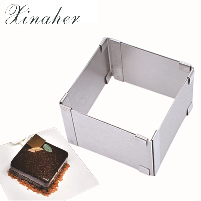 XINAHER Square Mousse Ring Mold Stainless Steel Cake Mold Square Baking