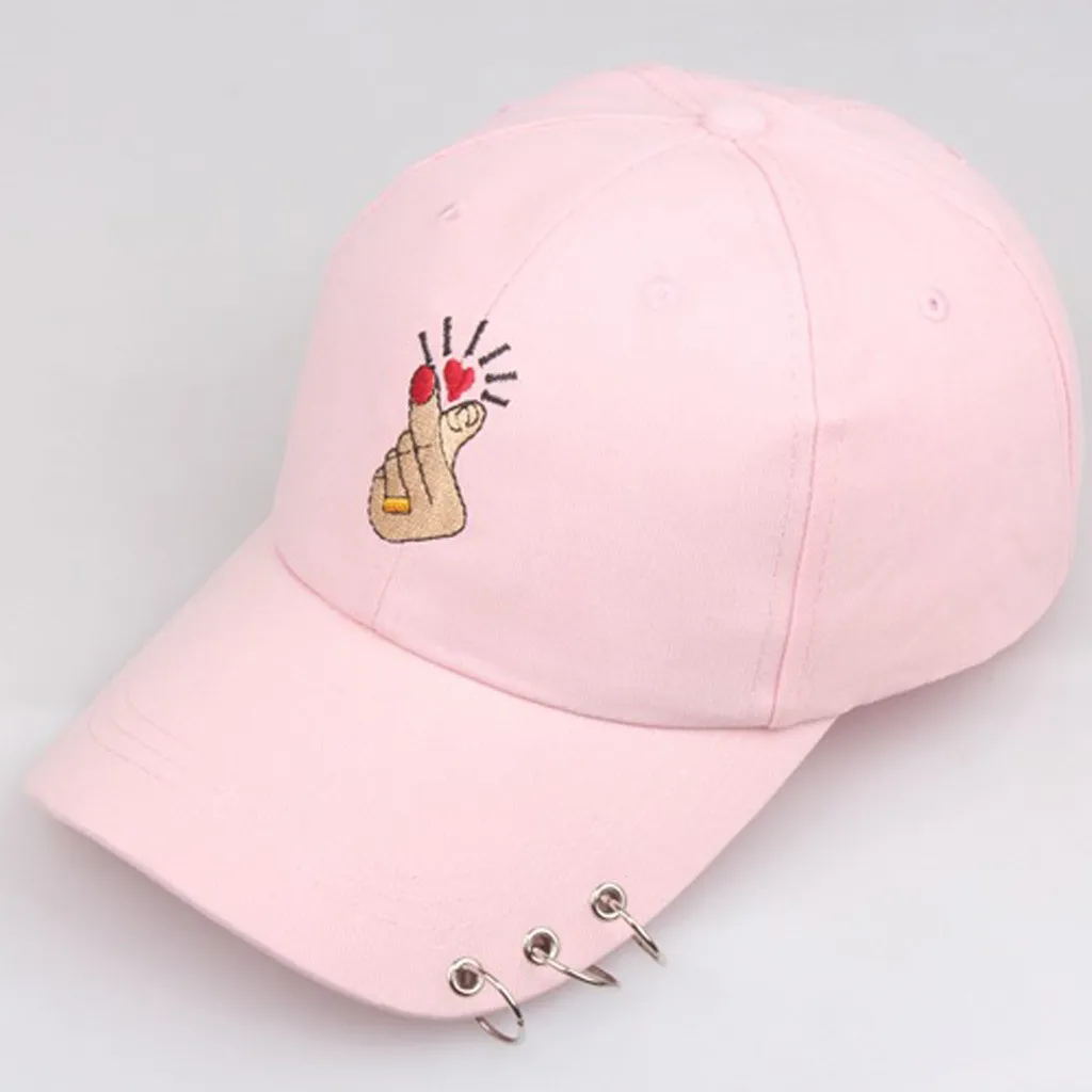 Pink Модные мужские и женские летние знак любви железное кольцо бейсбольная шляпа - Цвет: Pink