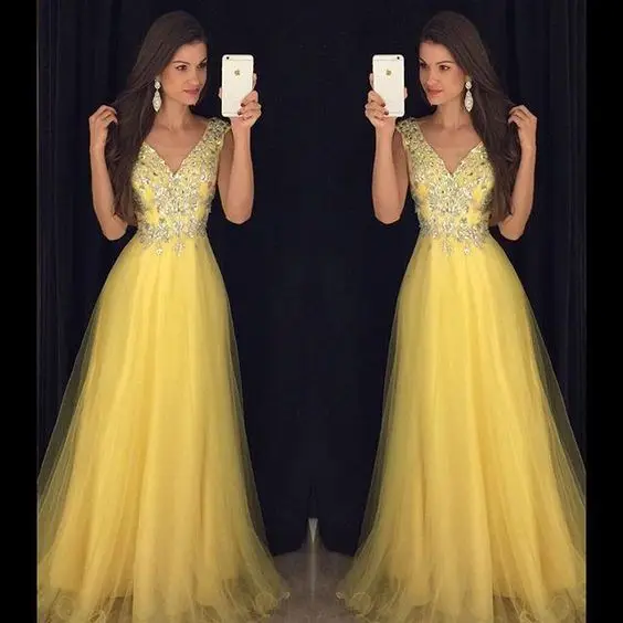 ZTVitality 2018 Vestidos сексуальное однотонное желтое длинное платье с v-образным вырезом и