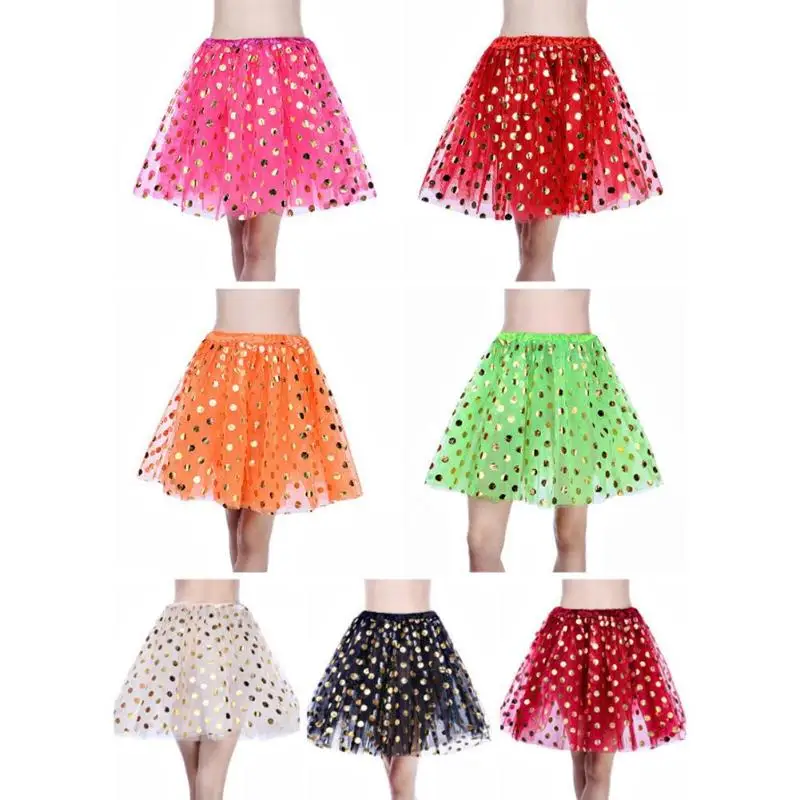3 Layers Glitter Tutu Skirts Women Gold Sequin Dot Pettiskirt Mesh Gauze Skirt Summer A line