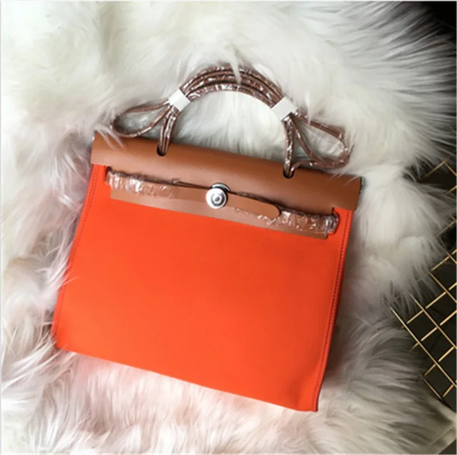 Роскошная дизайнерская сумка из натуральной кожи, Женская Холщовая Сумка-тоут, Брендовые женские ручные сумки, женская сумка через плечо, bolso mujer, кошелек borse - Цвет: Оранжевый