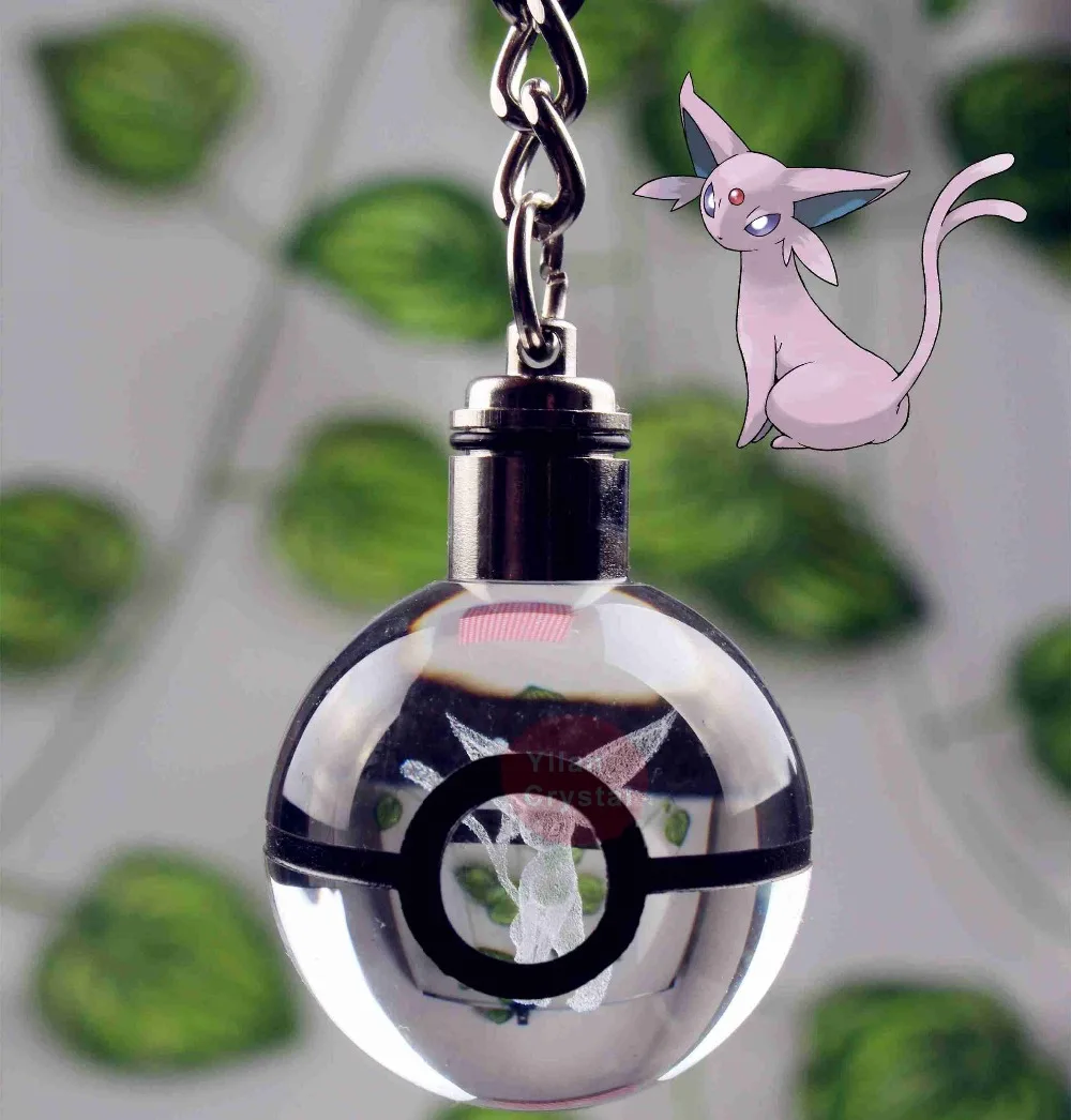 Pokemon Crystal Ball Keychian 3D лазерный Pokemon Ball Mew дизайн для подарка