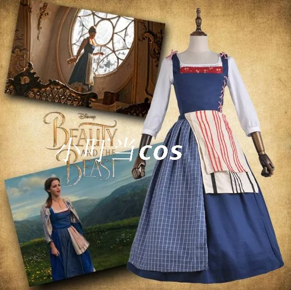 

Adult Princess Belle Blue Dress Costume Halloween Southern Beauty And The Beast Belle Maid Fancy Dress Cosplay Costume For Women