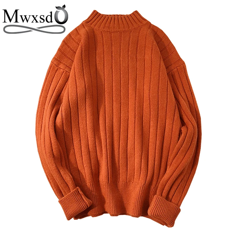 

Mwxsd Brand winter Casual mens cashmere thick pullover sweaters men warm slim fit sweater male pull jumper Knitting Pullovers