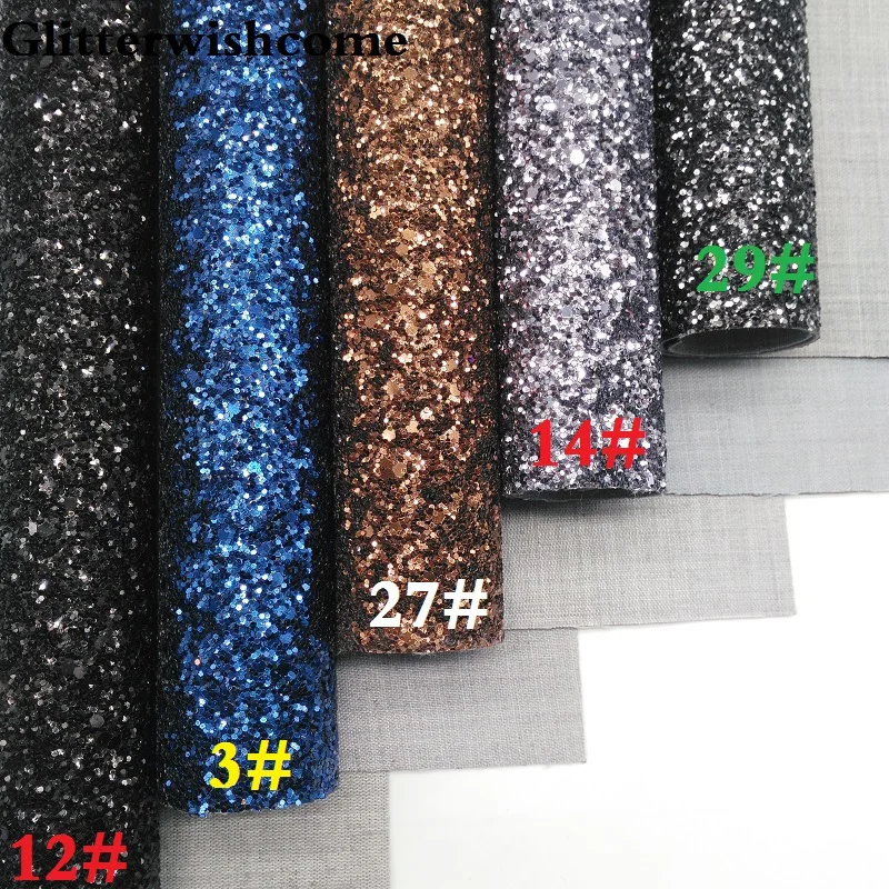 Glitterwishcome 30X134 см мини-рулон синтетическая кожа, массивная блестящая кожа ткань винил для луков, GM021