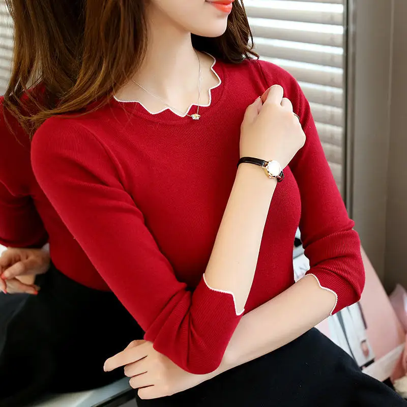 

2019 Women Sweaters knitting Clothes Pullovers tight slim Simple For Female truien dames maglioni donna
