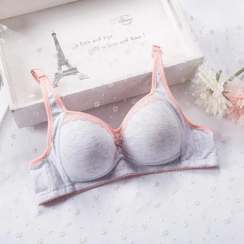 

ROPALIA Women Push Up Bra Comfortable Bralette Thin Cotton Wireless Small Bra Solid Underwear Young Girl Brassiere 3/4 Cup