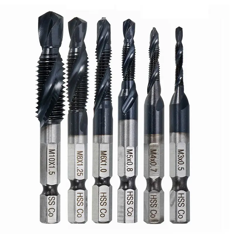 

HRC89 M3-M10 Combination Drill Tap Bit Set TiAlN Coated Deburr Countersink Bits - M4