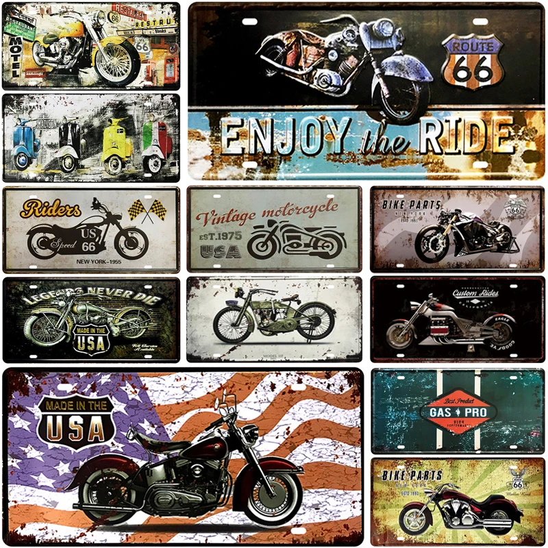 

Motorcycle Number Car Metal License Plate Plaque Metal Vintage Tin Sign Metal Signs Vintage Bar Decoration Metal Poster Pin Up