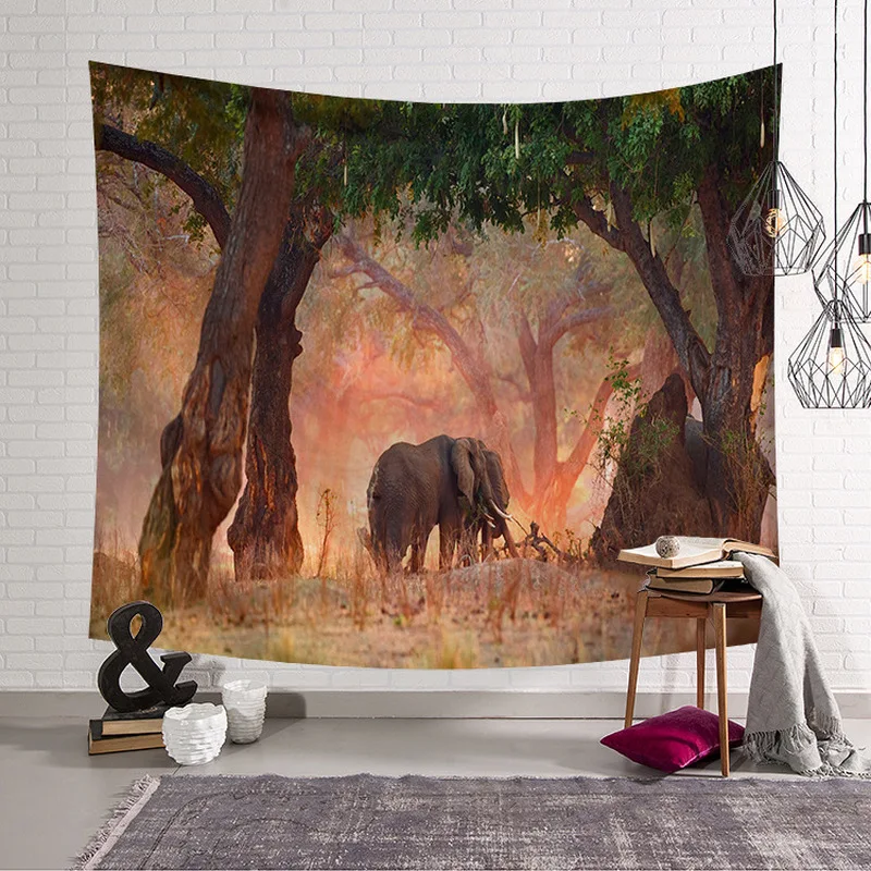 

4 Size Psychedelic Elephant Tree Tapestry Wall Hanging Wall Tapestry Blanket Farmhouse Decor Dorm Decor 100% Polyester Printed