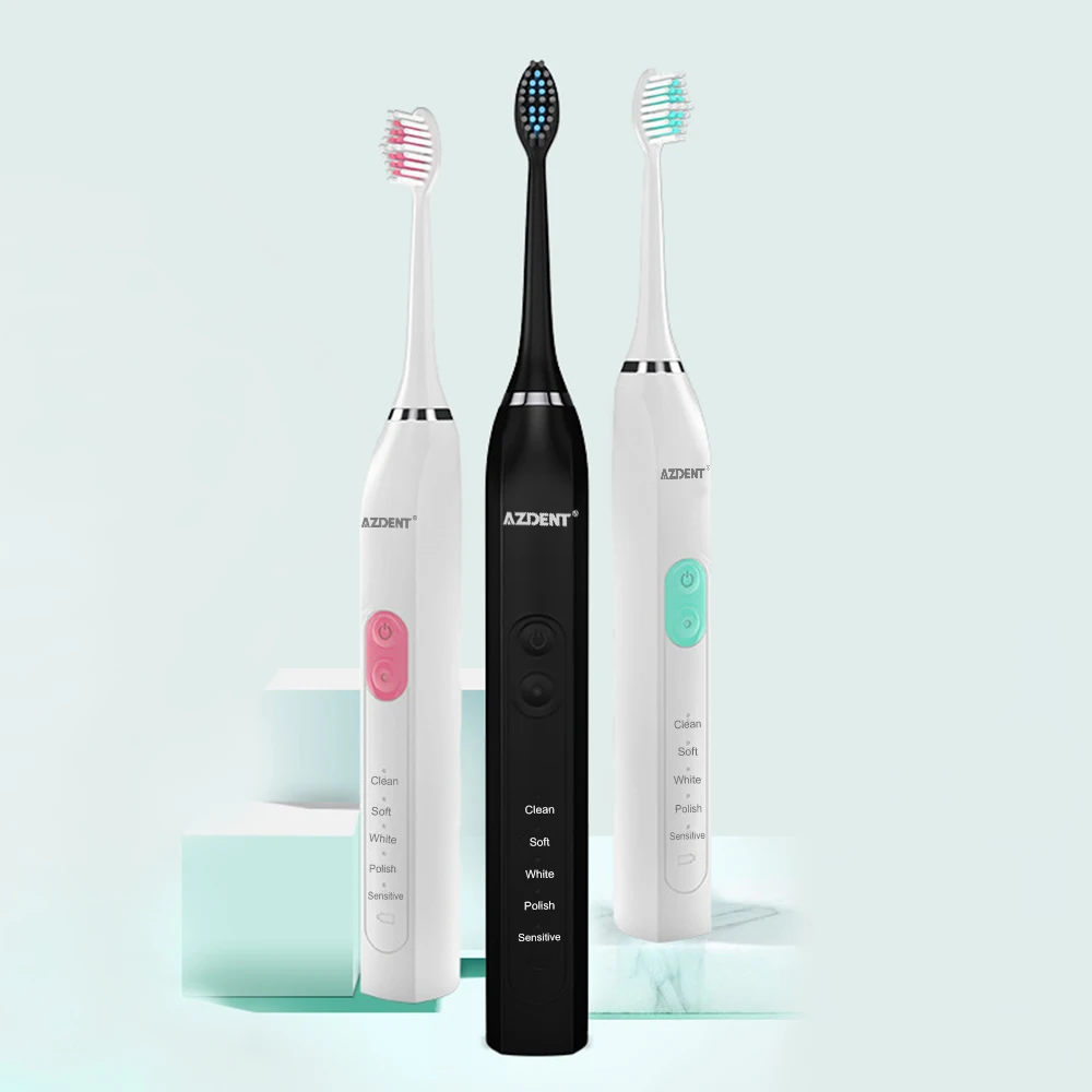 

New Fashion Sonic Electric Toothbrush Wireless Rechargeable 5 Modes Ultrasonic Tooth Brush 2 Replacement Heads Timer for Adults