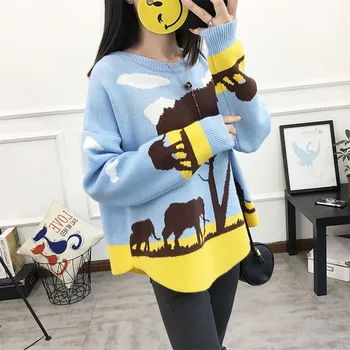 

Autumn 2018 women clothes casual knitted sweater embroidery women sweaters and pullovers long sleeve sweater women tops