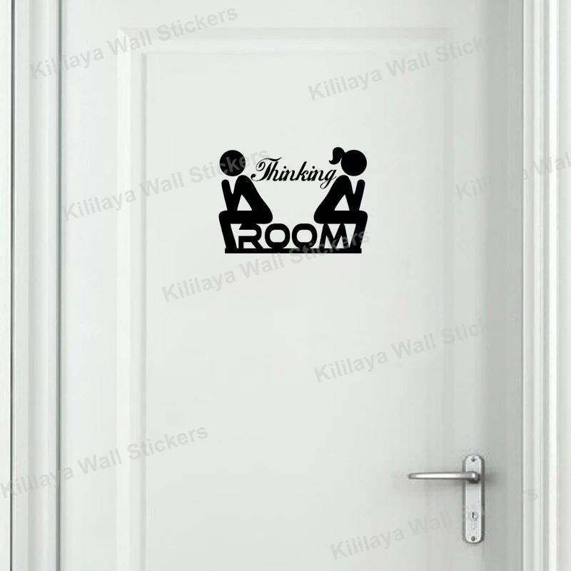 

Vinyl Wall Stickers Funny WC Toilet Door Sign Man Woman Thinking Room Wall Decals Removable Wall Art Home Decor House Decoration