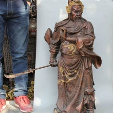 USPS в США S2371 3" Китайский Красный Бронзовый Gild Народная Гуань Гун Юй Воин Бог Вообще меч Статуя