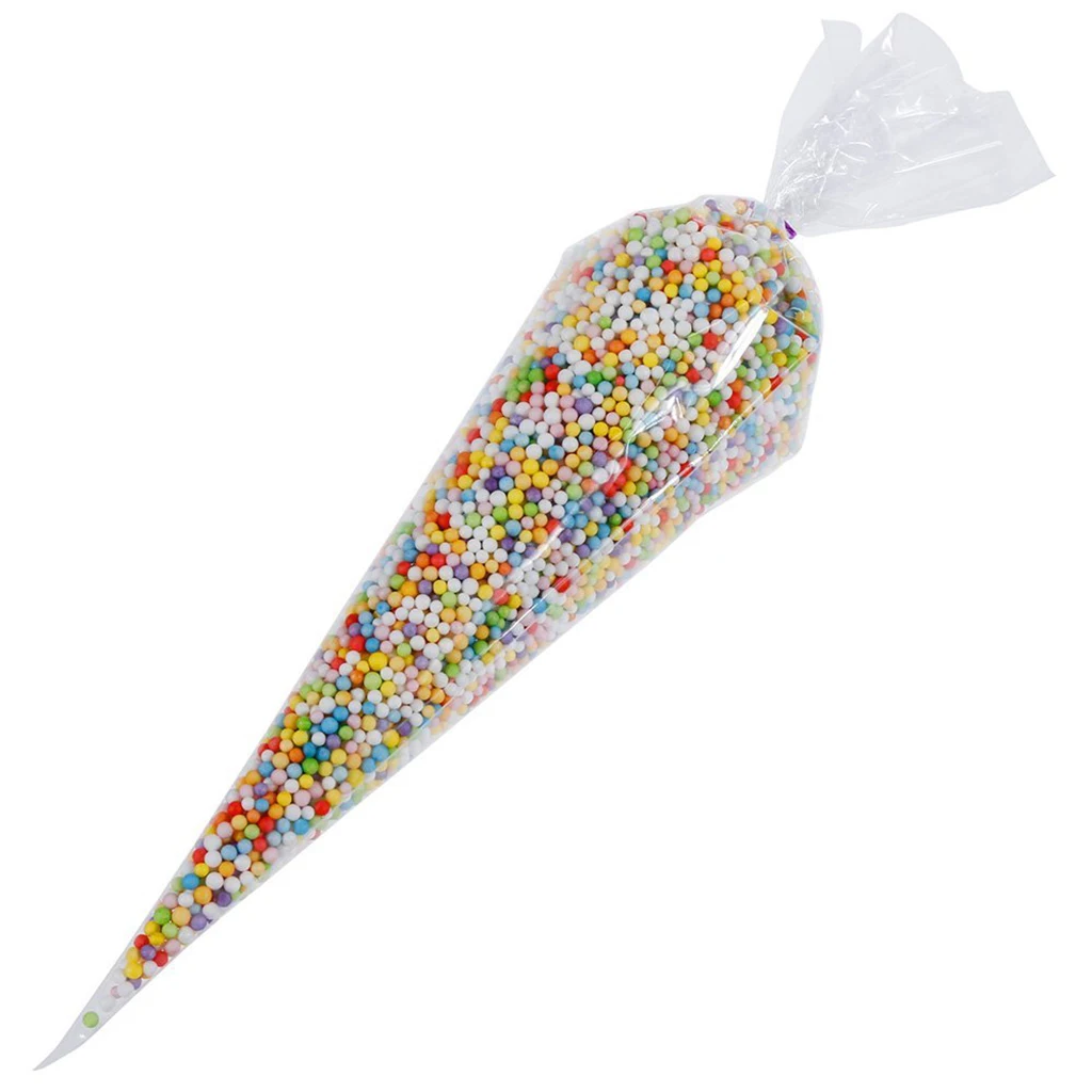 50 Pcs /lot Clear Party Gift Cone Biscuit Sweet Packing Bag Candy Cellophane Cello Bags for Gift Packaging Wrapping Decoration