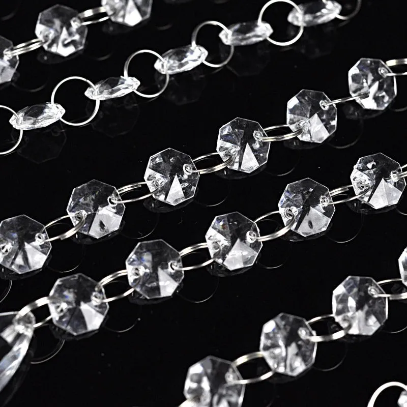 Free-Shipping-12x-Acrylic-Crystal-Clear-Beads-Garland-Teardrop-Octagonal-Beaded-Strand-Hanging-Curtain-For-Wedding (2)