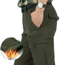 Мужские Водонепроницаемые зимние толстые теплые флисовые брюки Карго повседневные военные армейские длинные брюки прямые мешковатые рабочие брюки M-4XL