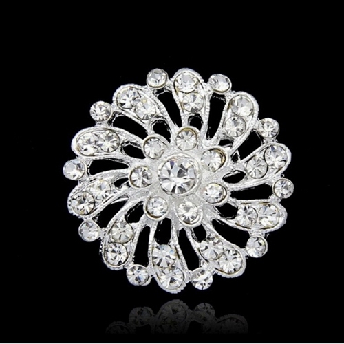 Rhinestone Brooch Pin Crystal Flower Brooches Bride Wedding Jewelry Gift Women Lady Dress Clothing Coat Accessories Gift