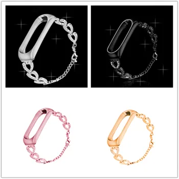 

Mi Band 3 Bracelet Metal wrist Heart-shaped chain strap Bracelet Wristbands For Xiaomi Mi band 3 strap Gift for woman