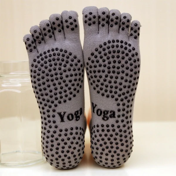 3 пара/лот зимние мужские носки для йоги противоскользящие на пять пальцев хлопковые дышащие дезодорирующие носки для балета Пилатес танцевальный тренажерный зал фитнес - Цвет: Gray