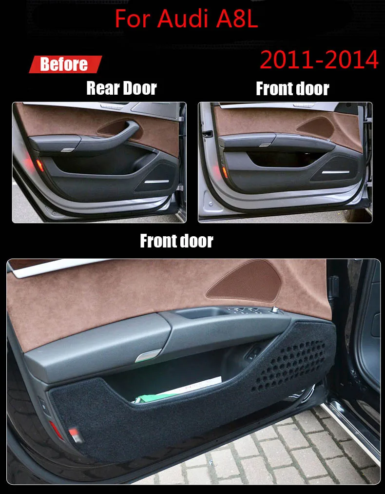 Ipoboo 4 шт. тканевая дверца защитные подстилки Anti-kick декоративные колодки для Audi A8L 2011