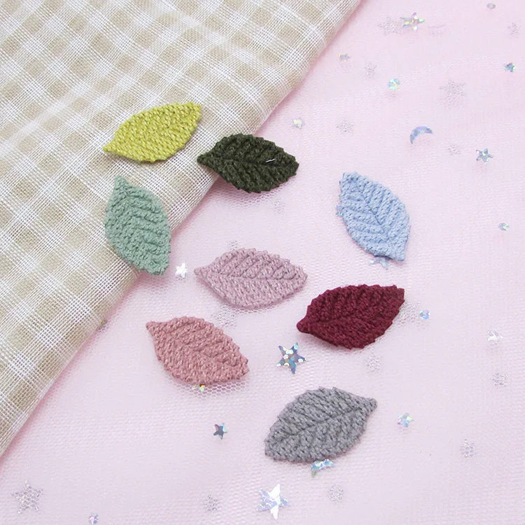 Sew on 2.8*1.6cm 50pcs/lot wool leaves Padded Appliques for Cloth Decoration and Hair Accessories free shipping | Дом и сад