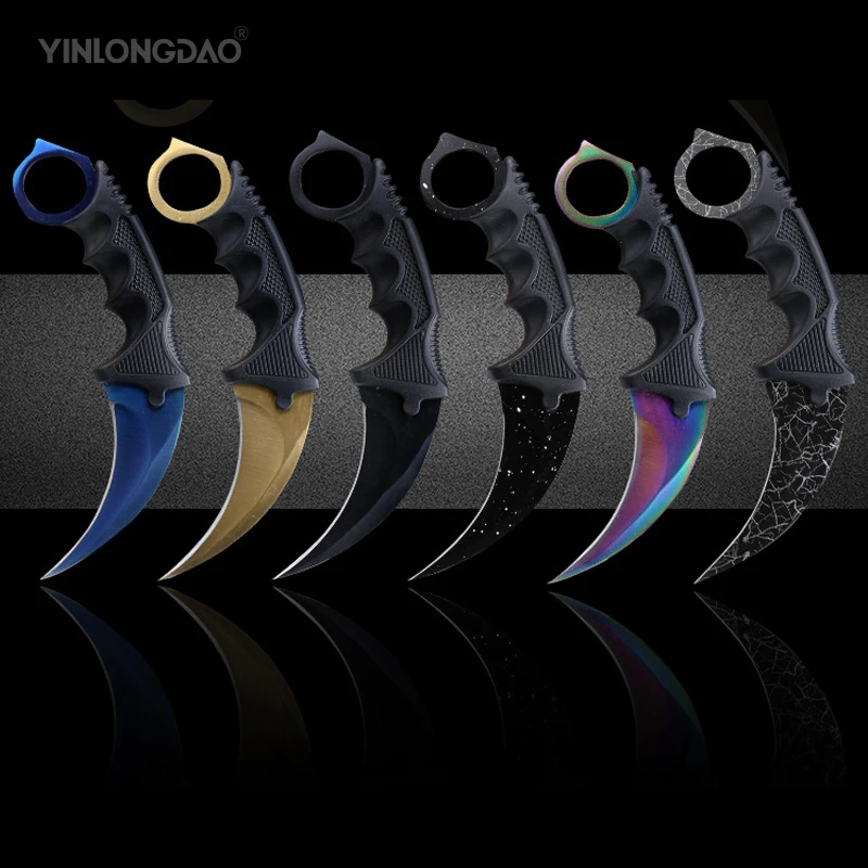 

CS GO Counter Strike Claw Karambit Knife Neck Knife With Sheath Tiger Tooth Real Game Knife Red,blue,golden Colors Camping Knife