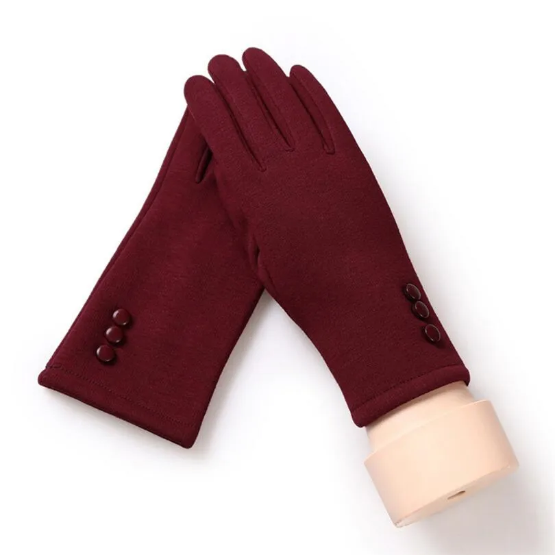 G124 B Red wine CHSDCSI модные Варежки женские зимние для активного отдыха, спортивная теплая перчатка Женские перчатки с кнопками женские зимние теплые варежки для взрослых - Цвет: G124 B Red wine