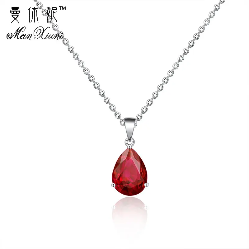 

Manxiuni Charm silver plated necklaces drop water blue crystal pendant necklace women maxi necklace collier 8 colors for choose