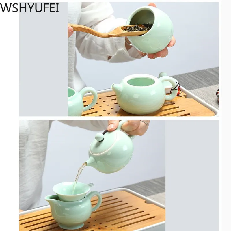 9PCS/lot travel ceramic tea set Simple household tea set accessories Tea cup capacity about 50ml WSHYUFEI