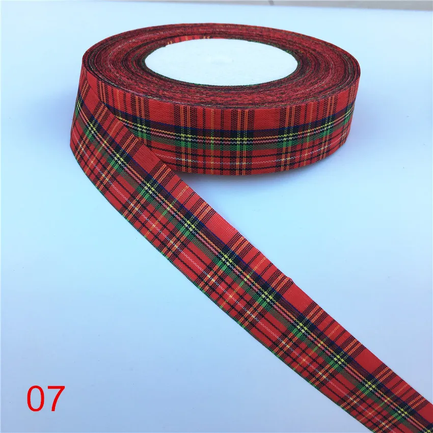 50 ярдов 25 мм красная решетка печать корсажная лента банты Рождественская вечеринка подарок декор ремесло