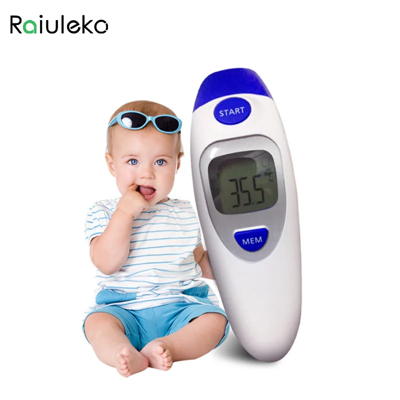 

Raiuleko Non-contact Ear & Forehead LCD Digital Infrared Thermometer Baby Adult Body Temperature Monitor CE FDA Approved