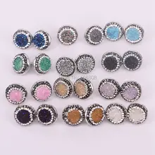 10 пар природа Titanium Кварц Камень Серьги, 16 мм, Круглый Проложить со стразами ободок камни серьги zyz160-8829