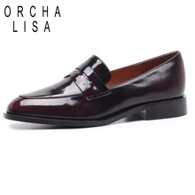 ORCHA LISA/Женская обувь из телячьей кожи на плоской подошве, с круглым носком, без шнуровки, высокое качество, для офиса, весна-лето, туфли-оксфорды из свиной кожи