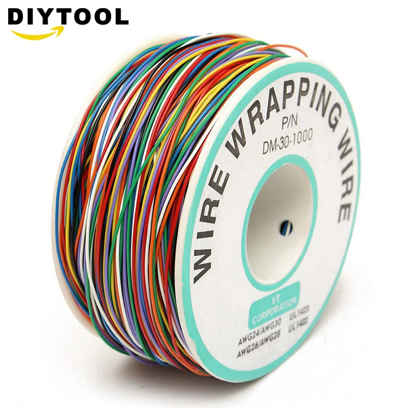 

8colors P/N B-30-1000 30AWG COLORED Wrapping Wire Jumper Cable Flexible PVC Electronic conductor Wire Connector FOR PCB