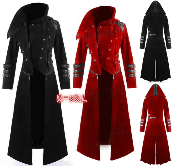 Новое мужское пальто Скорпион, длинная куртка, готический Тренч с капюшоном в стиле стимпанк, 5794