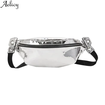 

Aelicy Solid Chest Bag Women Patent Leather Shoulder Bag Outdoor Sports Style Stylish Waist Bag Fashion Zipper Messenger Bag