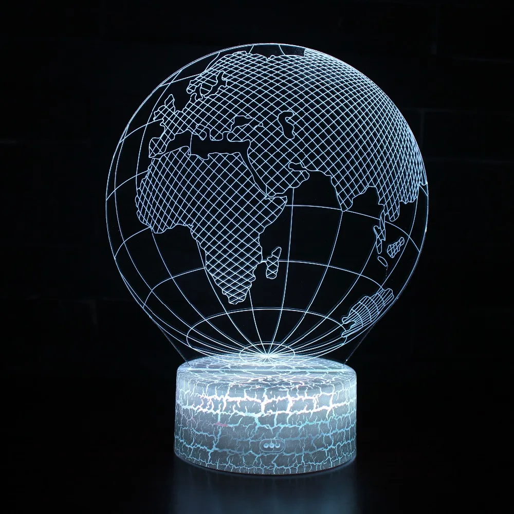 3D визуальный эффект мира в форме карты глобсветодио дный усы светодиодный ночник USB 7 цветов Сменные для украшения шар атмосфера DIY ночника