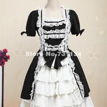 Фирменная Новинка модные элегантные черные классические Готическая Лолита платье белое Кружево Для женщин принцесса лук Повседневное Лолита платье костюмы
